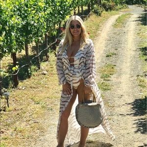 Woman stripe one piece bathing suit